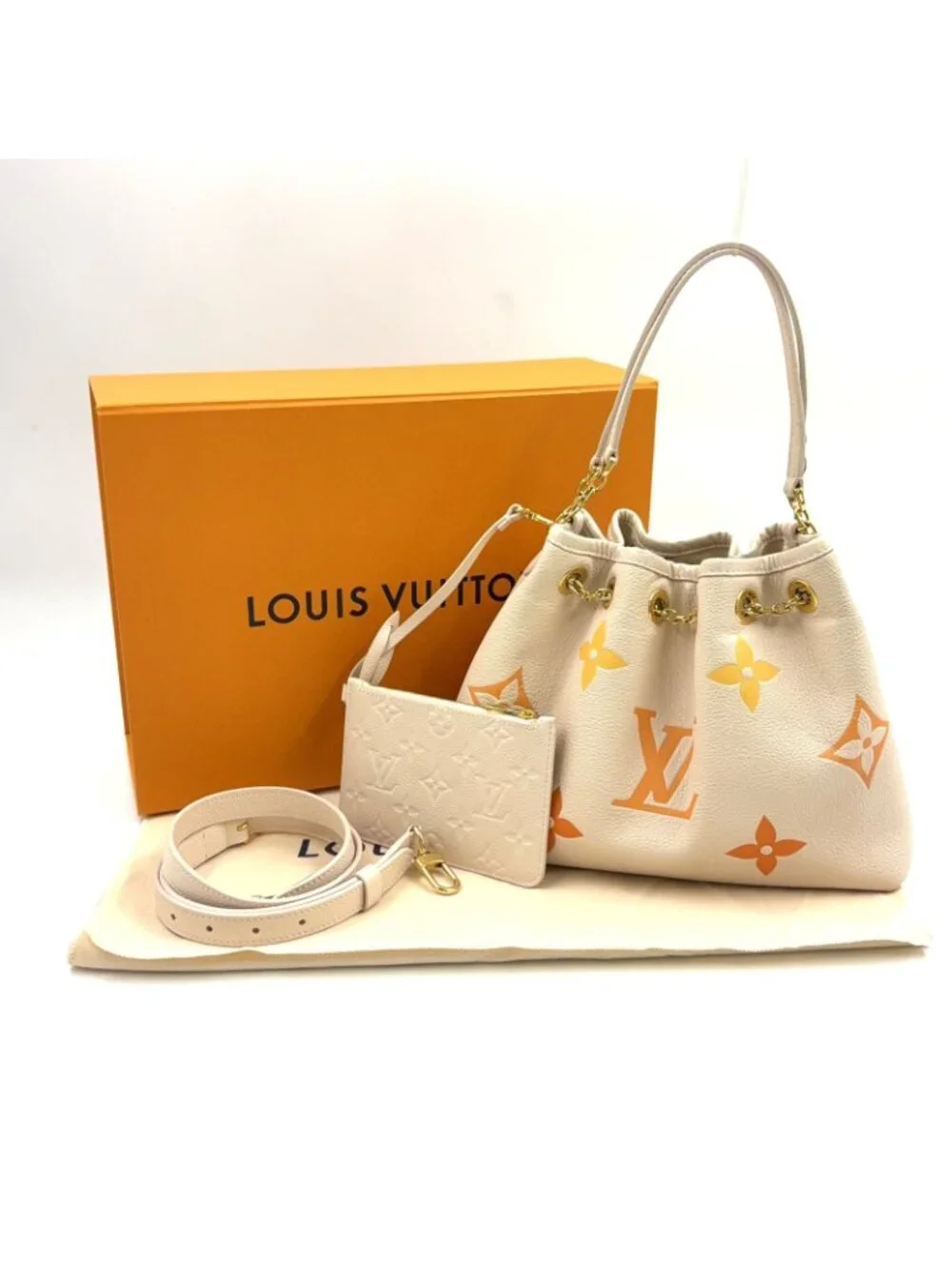 Louis Vuitton LV Summer Bundle Monogram Empreinte Leather Orange White Handbag